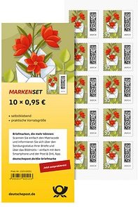 Porto ab 2025: Deutsche Post 0,95 € Briefmarken "Blumenbrief" selbstklebend, 10 St.