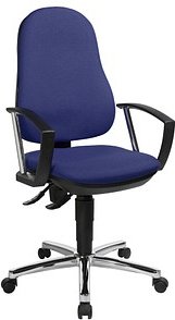 Thumbnail - Topstar Bürostuhl Support® P Deluxe, 8179AG26 Stoff blau, Gestell chrom