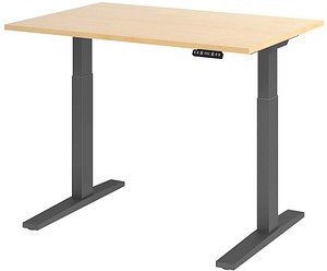 HAMMERBACHER XMKA12 elektrisch höhenverstellbarer Schreibtisch ahorn rechteckig, C-Fuß-Gestell grau 120,0 x 80,0 cm