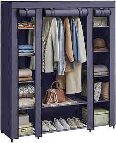 SONGMICS Stoffschrank, LSF003I02 blau 150,0 x 45,0 x 175,0 cm, 1 St.