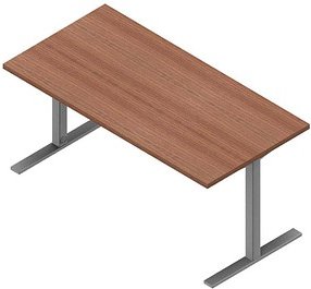 Quadrifoglio Schreibtisch nussbaum canaletto rechteckig, C-Fuß-Gestell silber 160,0 x 80,0 cm