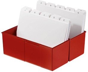 HAN Karteikasten DIN A5 für 450 Karteikarten rot mit Deckel