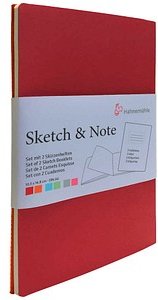HAHNEMÜHLE Notizbücher DIN A6 blanko, cerise/paprika Softcover 40 (2x 20) Seiten, 2 St.