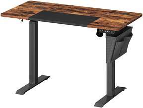 SONGMICS elektrisch höhenverstellbarer Schreibtisch braun rechteckig, C-Fuß-Gestell schwarz 120,0 x 60,0 cm