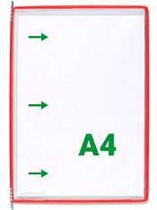 Thumbnail - tarifold Sichttafeln DIN A4 rot, Öffnung seitlich, 20 St.