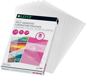 Thumbnail - LEITZ Laminierfolien glänzend für A4 125 micron selbstklebender Rücken, 100 St.