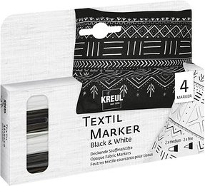 Thumbnail - KREUL Black & White Stoffmalfarbe farbsortiert, 4 St.