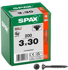 SPAX® Universalschrauben T10 Senkkopf BLAX 0191040300303 3 mm x 30 mm, 200 St.
