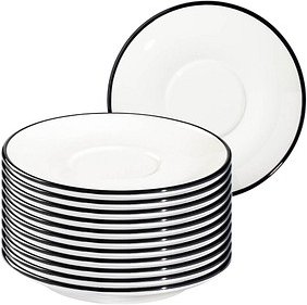 Thumbnail - ID Fine Untertassen Modest Black Lona weiß 15,0 cm, 12 St.