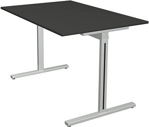 Kerkmann Form 1 Schreibtisch anthrazit rechteckig, T-Fuß-Gestell silber 120,0 x 80,0 cm