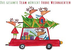 LUMA Weihnachtskarte Rentiere im Auto DIN B6