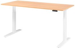 HAMMERBACHER XMKA19 elektrisch höhenverstellbarer Schreibtisch eiche rechteckig, C-Fuß-Gestell weiß 180,0 x 80,0 cm