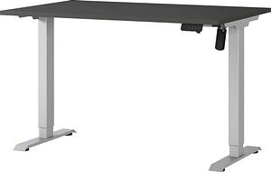 GERMANIA Boras höhenverstellbarer Schreibtisch grafit rechteckig, T-Fuß-Gestell silber 120,0 x 80,0 cm