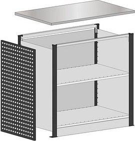 SCHULTE Thekenmodul MULTIplus Startmodul gerade, mit Arbeitsplatte, lichtgrau, schwarz 105,6 x 78,0 x 103,5 cm