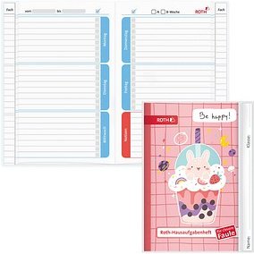 ROTH Hausaufgabenheft Bubble Tea für clevere Faule liniert DIN A5 ohne Rand, 104 Blatt, 1 St.