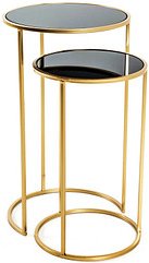 Thumbnail - HAKU Möbel Beistelltische-Set rund Glas schwarz, 1 Set