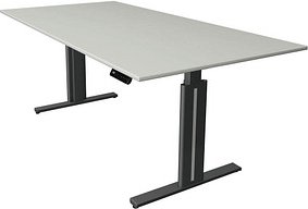 Thumbnail - Kerkmann Move 3 elegant elektrisch höhenverstellbarer Schreibtisch lichtgrau rechteckig, T-Fuß-Gestell grau 200,0 x 100,...