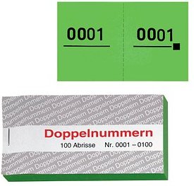 WOLF & APPENZELLER Doppelnummernblöcke 0001-0100, 0101-0200, 0201-0300, 0301-0400, 0401-0500, grün, 5 Blöcke
