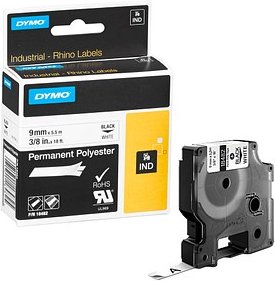 DYMO Schriftband RHINO 18482, 9 mm schwarz auf weiß, 1 St.