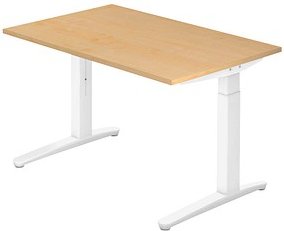 HAMMERBACHER VXB12 höhenverstellbarer Schreibtisch ahorn rechteckig, C-Fuß-Gestell weiß 120,0 x 80,0 cm