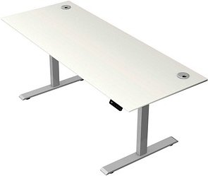 Kerkmann Move 2 Plus elektrisch höhenverstellbarer Schreibtisch weiß rechteckig, T-Fuß-Gestell silber 200,0 x 80,0 cm