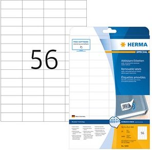 1.400 HERMA Etiketten 5080 weiß 52,5 x 21,2 mm