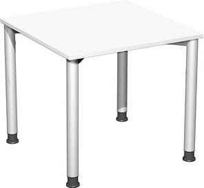 Thumbnail - geramöbel Flex höhenverstellbarer Schreibtisch weiß, silber rechteckig, 4-Fuß-Gestell silber 80,0 x 180,0 cm
