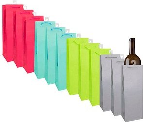 12 Idena Geschenktüten für Flaschen farbsortiert 12,5 x 35,0 cm