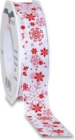 PRÄSENT Geschenkband Cavalese seidenmatt weiß/rot 25,0 mm x 20,0 m