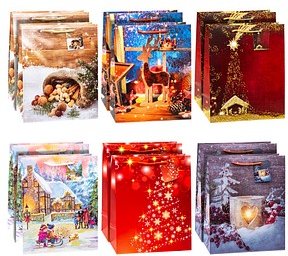 TSI Geschenktüten Weihnachten Serie 10 Motiv sortiert 26,0 x 32,0 cm, 12 St.