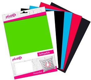 plottiX PremiumFlock Aufbügelfolie farbsortiert Flock-Folie 20,0 x 30,0 cm, 6 St.