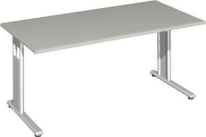Thumbnail - geramöbel Flex Schreibtisch lichtgrau rechteckig, C-Fuß-Gestell silber 160,0 x 80,0 cm