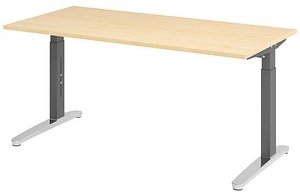 HAMMERBACHER VXB016 höhenverstellbarer Schreibtisch ahorn rechteckig, C-Fuß-Gestell grau 160,0 x 80,0 cm