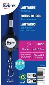 Thumbnail - AVERY Zweckform Lanyards 4830, Federhaken, schwarz, 10 St.