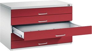 CP 7100 Planschrank lichtgrau, rubinrot 5 Schubladen 110,0 x 76,5 x 76,0 cm, 1 St.