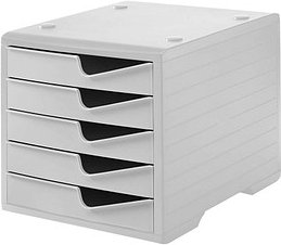 Thumbnail - styro Schubladenbox styroswingbox grau 275-8430.881, DIN A4 mit 5 Schubladen