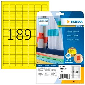 3.780 HERMA Etiketten 4243 gelb 25,4 x 10,0 mm
