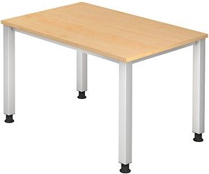 Thumbnail - HAMMERBACHER Akandia höhenverstellbarer Schreibtisch ahorn rechteckig, 4-Fuß-Gestell silber 120,0 x 80,0 cm