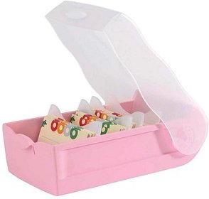 HAN CROCO Karteikasten DIN A7 für 900 Karteikarten rosa-transparent mit Deckel