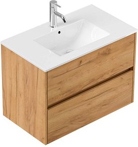 POSSEIK Waschbecken mit Unterschrank LIMES 80 eiche gold 80,0 x 46,5 x 58,5 cm