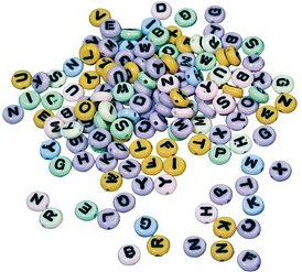 Rayher Bastelzubehör Plastikperlen Buchstaben rund mehrfarbig