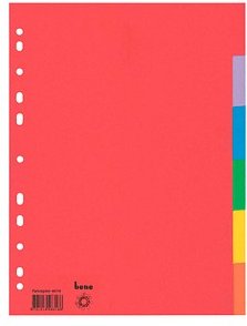 bene Ordnerregister DIN A4 Vollformat blanko farbig 6-teilig, 1 Satz