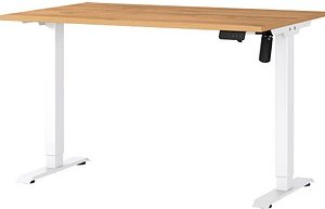 GERMANIA Profi 3.0 höhenverstellbarer Schreibtisch grandson-eiche rechteckig, T-Fuß-Gestell weiß 120,0 x 80,0 cm