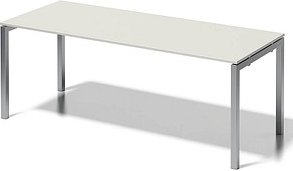 Thumbnail - BISLEY Cito Schreibtisch grauweiß, silber rechteckig, 4-Fuß-Gestell silber 200,0 x 80,0 cm