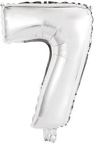 amscan® Folienballon Mini, Zahl 7 silber, 1 St.