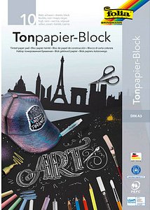 folia Zeichenblock schwarz 10 Blatt DIN A3 130 g/qm, 10 Blatt, 1 Block