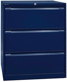 BISLEY DF3 Hängeregistraturschrank oxfordblau 3 Schubladen 80,0 x 62,2 x 101,6 cm