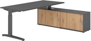 HAMMERBACHER XBE19SB höhenverstellbarer Schreibtisch grafit rechteckig, C-Fuß-Gestell grau 180,0 x 80,0 cm