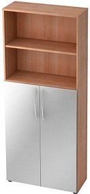 HAMMERBACHER Regalschrank Altus, V4770/N/S/BM nussbaum, silber 80,0 x 34,6 x 188,0 cm, 1 St.