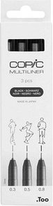 Thumbnail - COPIC® Multiliner Fineliner schwarz 0.3 + 0.5 + 0.8 mm, 3 St.